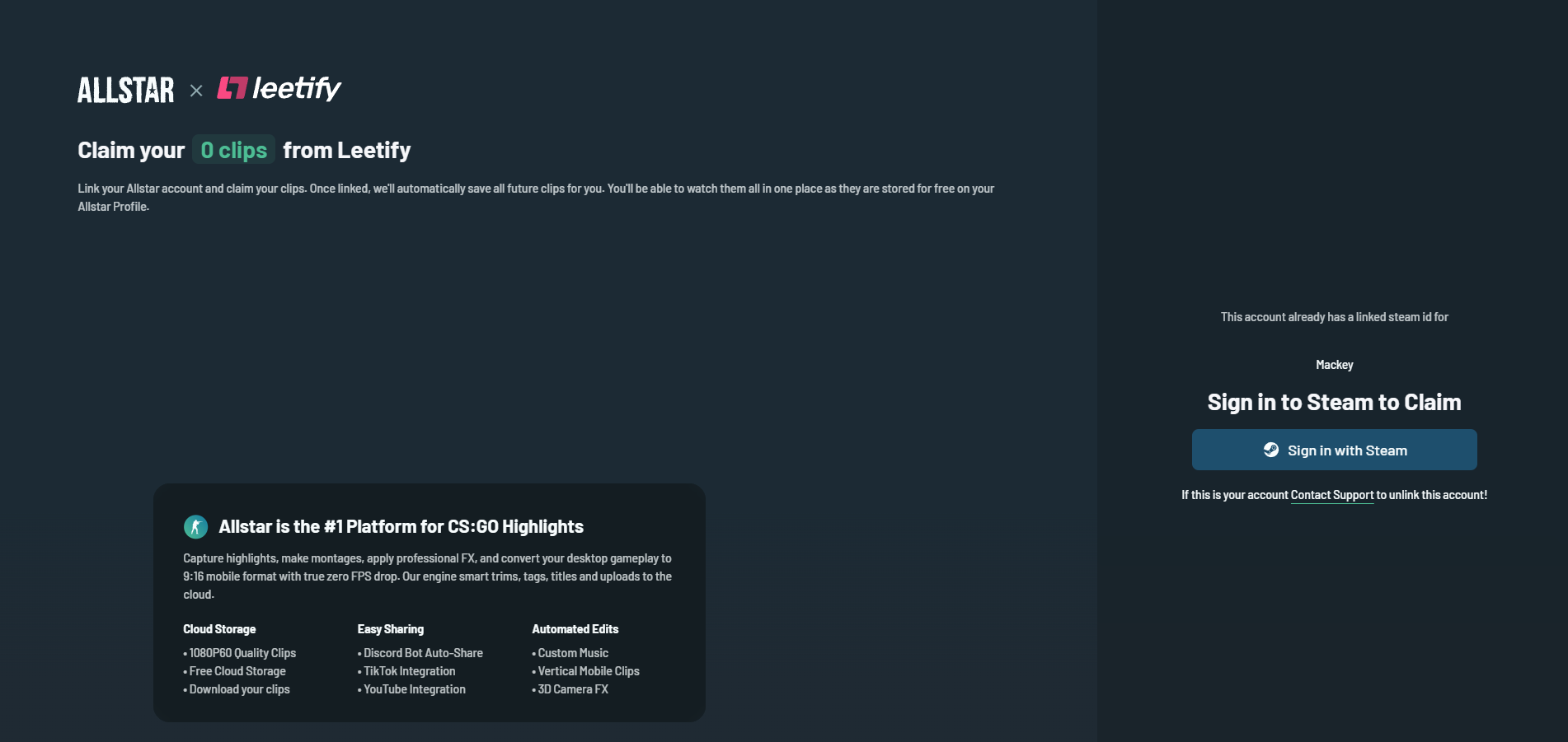 Linking Allstar and Leetify
